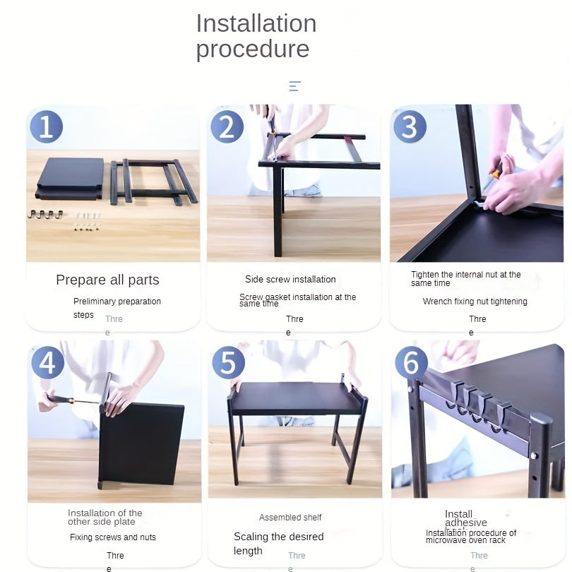 \Expandable Carbon Steel Microwave Oven Rack with 6 Hooks