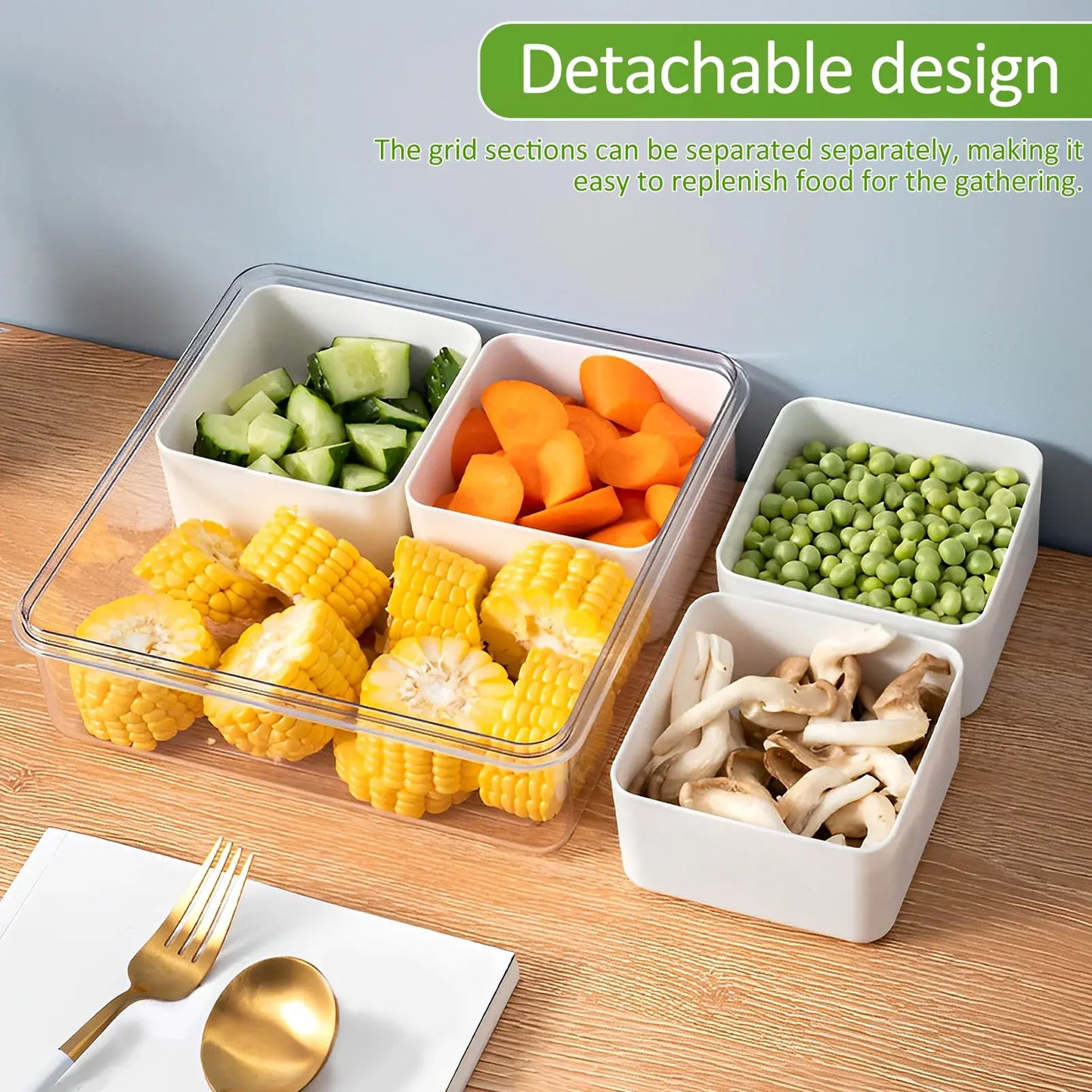 Square/Round Divided Serving Tray with Lid