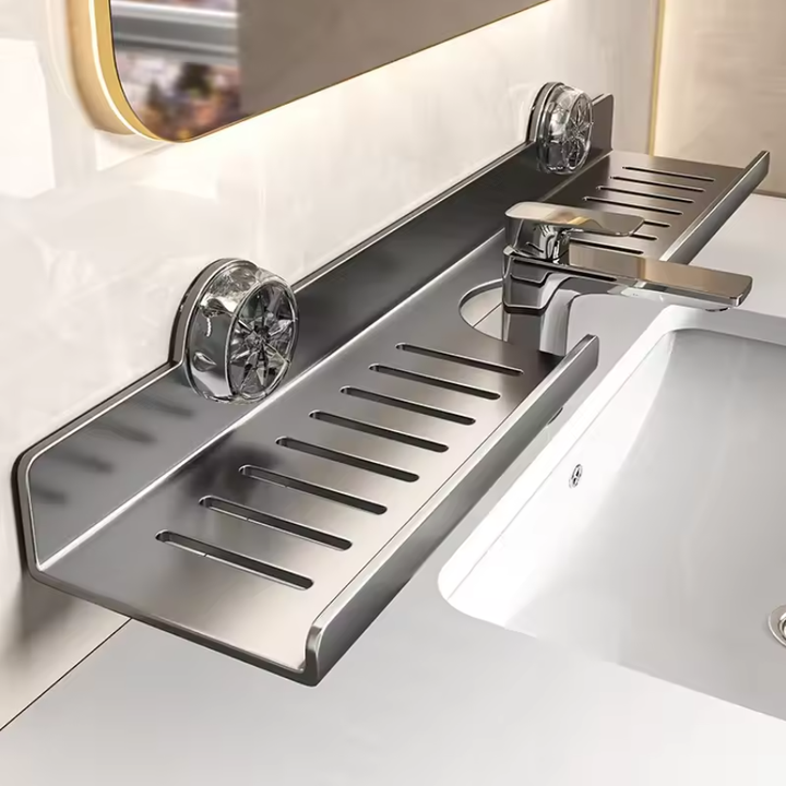 Floating Sink Caddy: Rustproof Matte Black Organizer