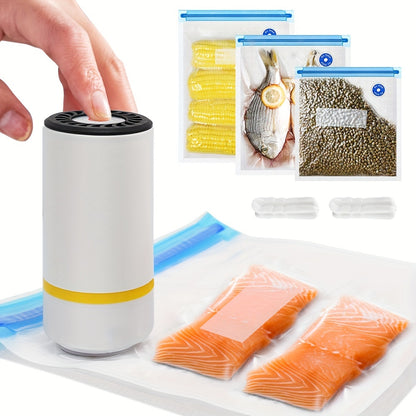 A mini electric vacuum sealer and 15pcs food vacuum storage bags