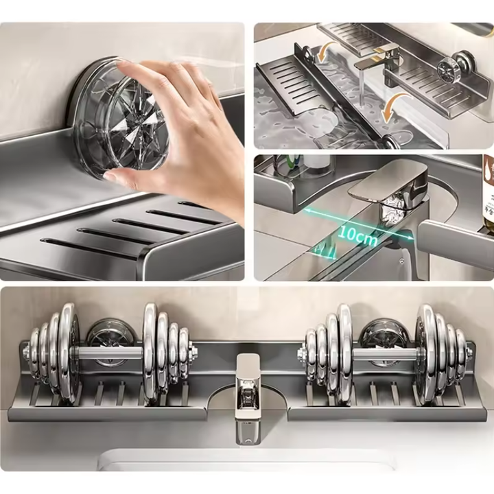 Floating Sink Caddy: Rustproof Matte Black Organizer