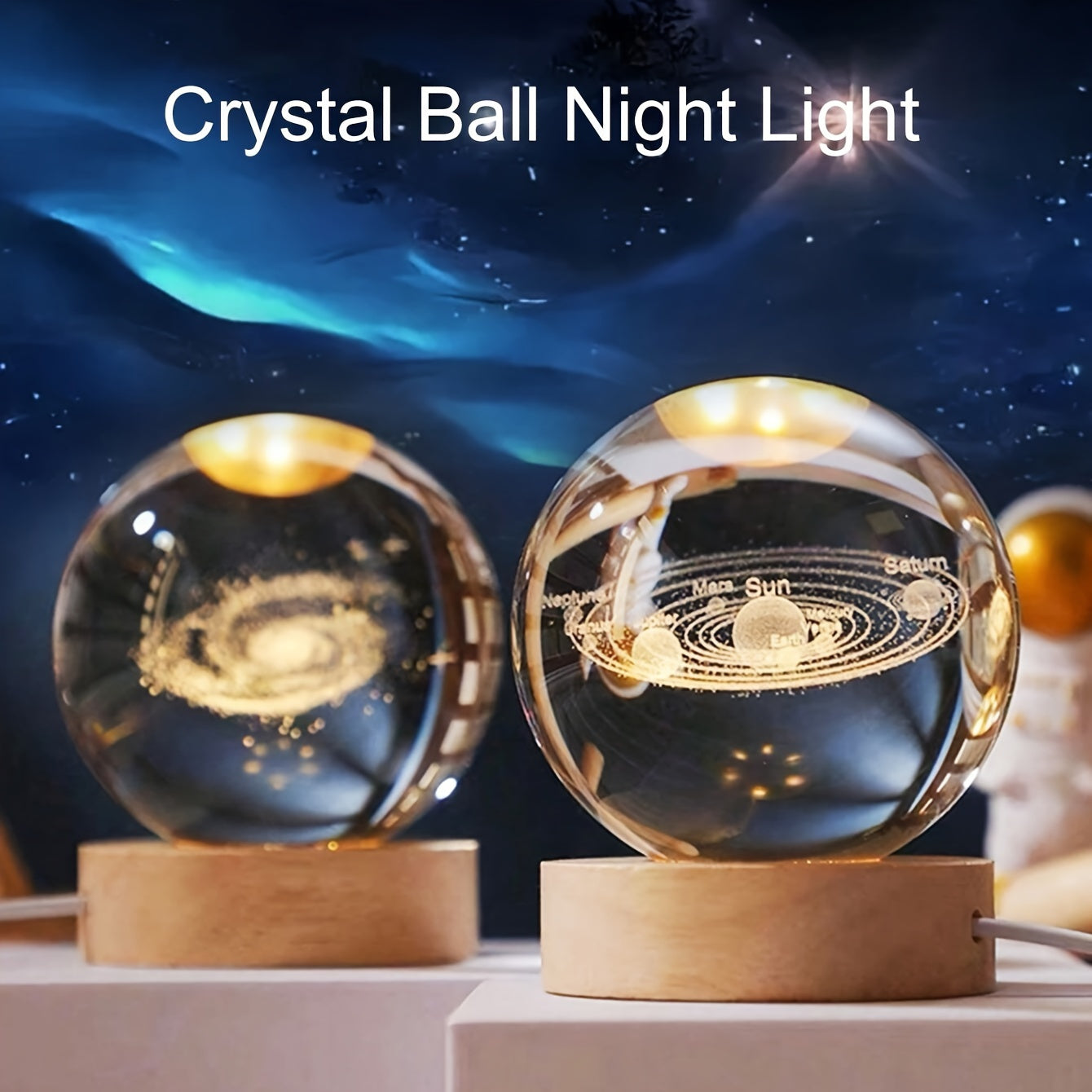 3D Galaxy Crystal Ball Night Light