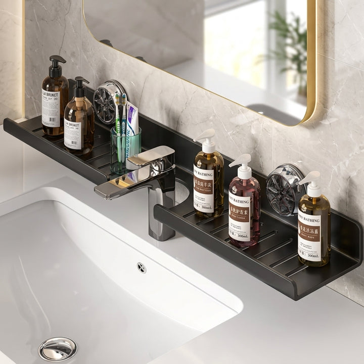 Floating Sink Caddy: Rustproof matte black organizer,
