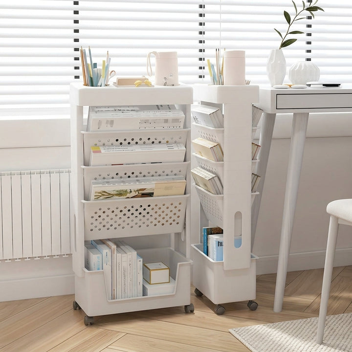 White 5-Tier Mobile Storage Rack with