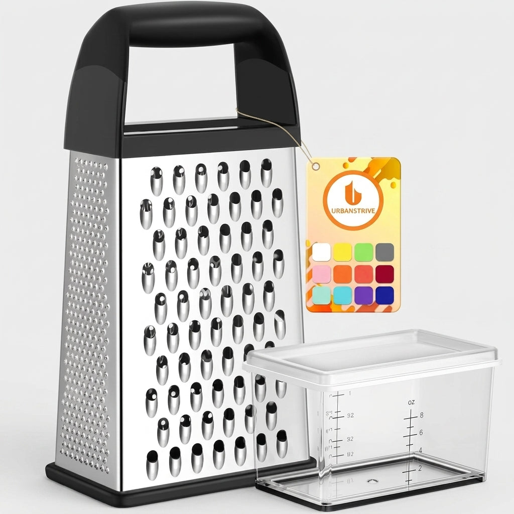 Effortless Stainless Steel Box Grater with Catch