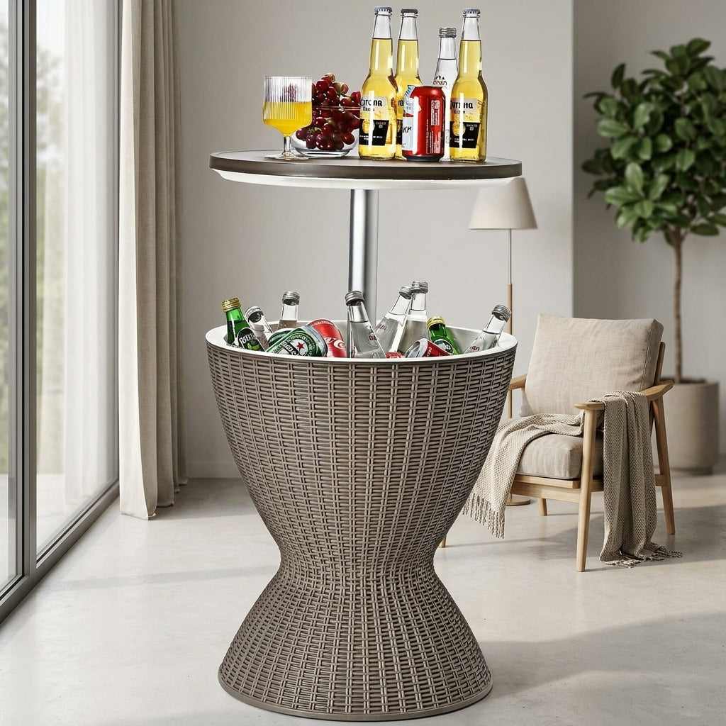 3-in-1 Patio Cooler Table: adjustable ice