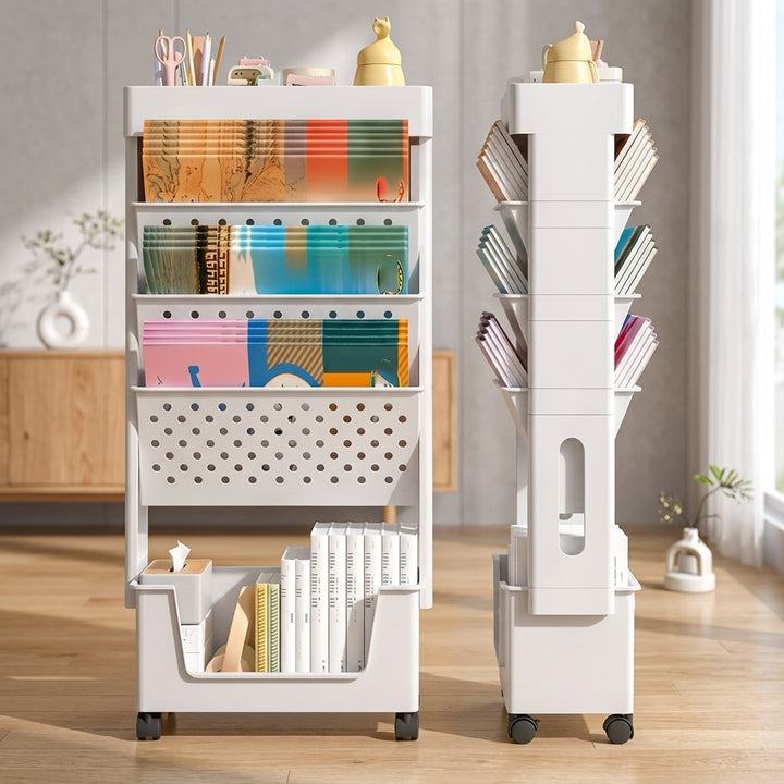 White 5-Tier Mobile Storage Rack