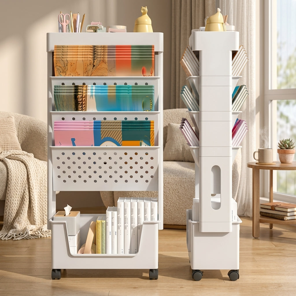 5-Tier Mobile Rack, black metal