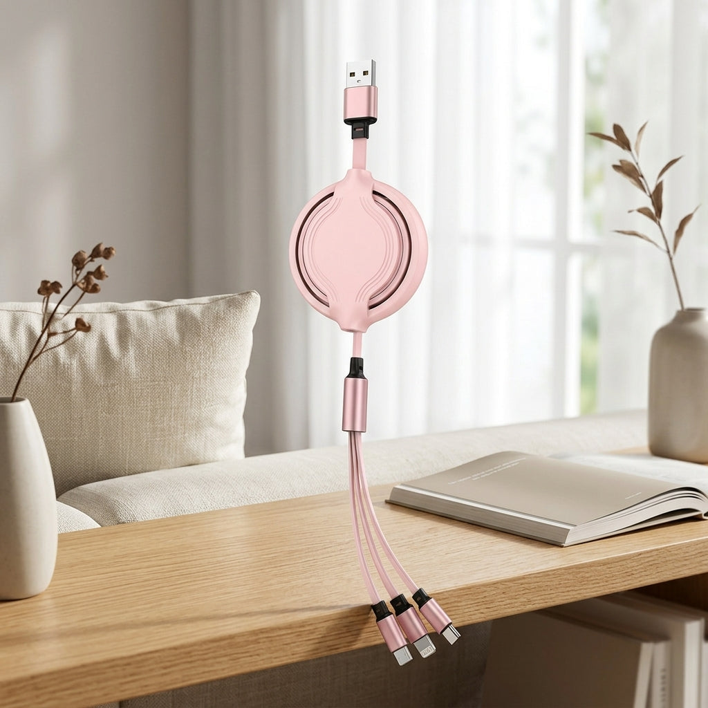 3-in-1 Ret retractable Universal Charger, sleek