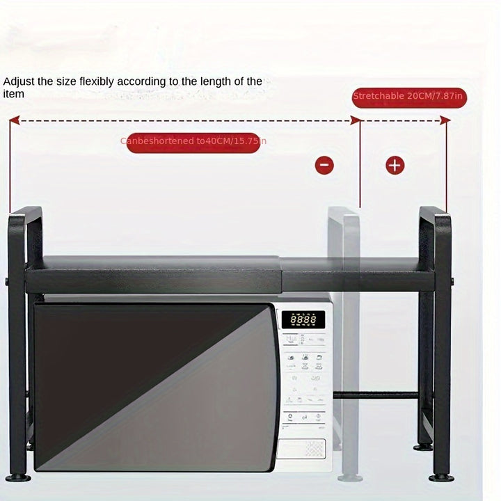 \Expandable Carbon Steel Microwave Oven Rack with 6 Hooks
