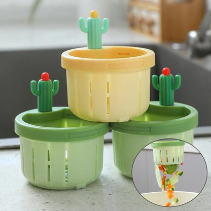 2pcs Cactus Kitchen Sink Drain Strainer (Green + Yellow)