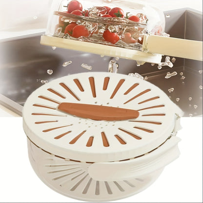 2-in-1 Foldable Kitchen Drain Basket with Cover