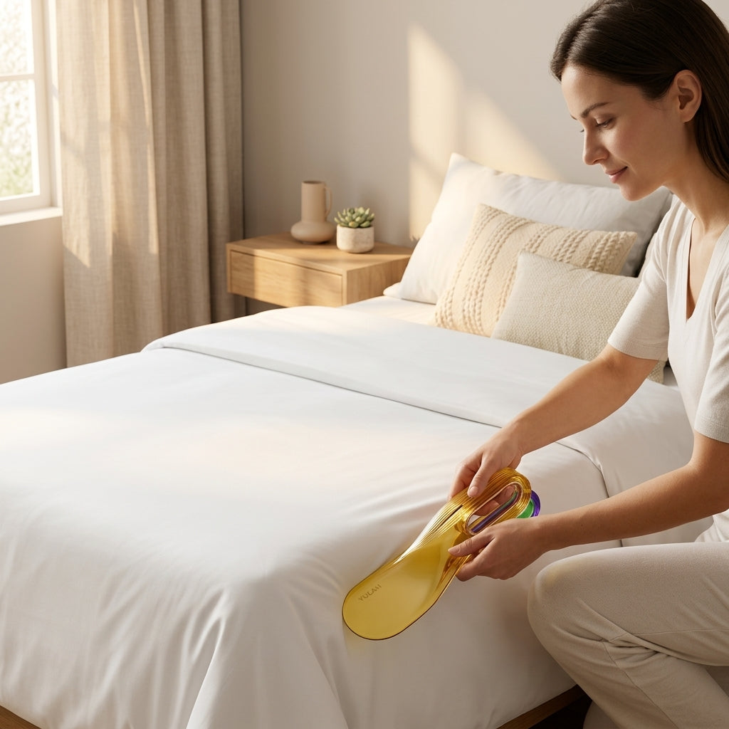 Effortless Bed Tucker tool securing sheets neatly in a