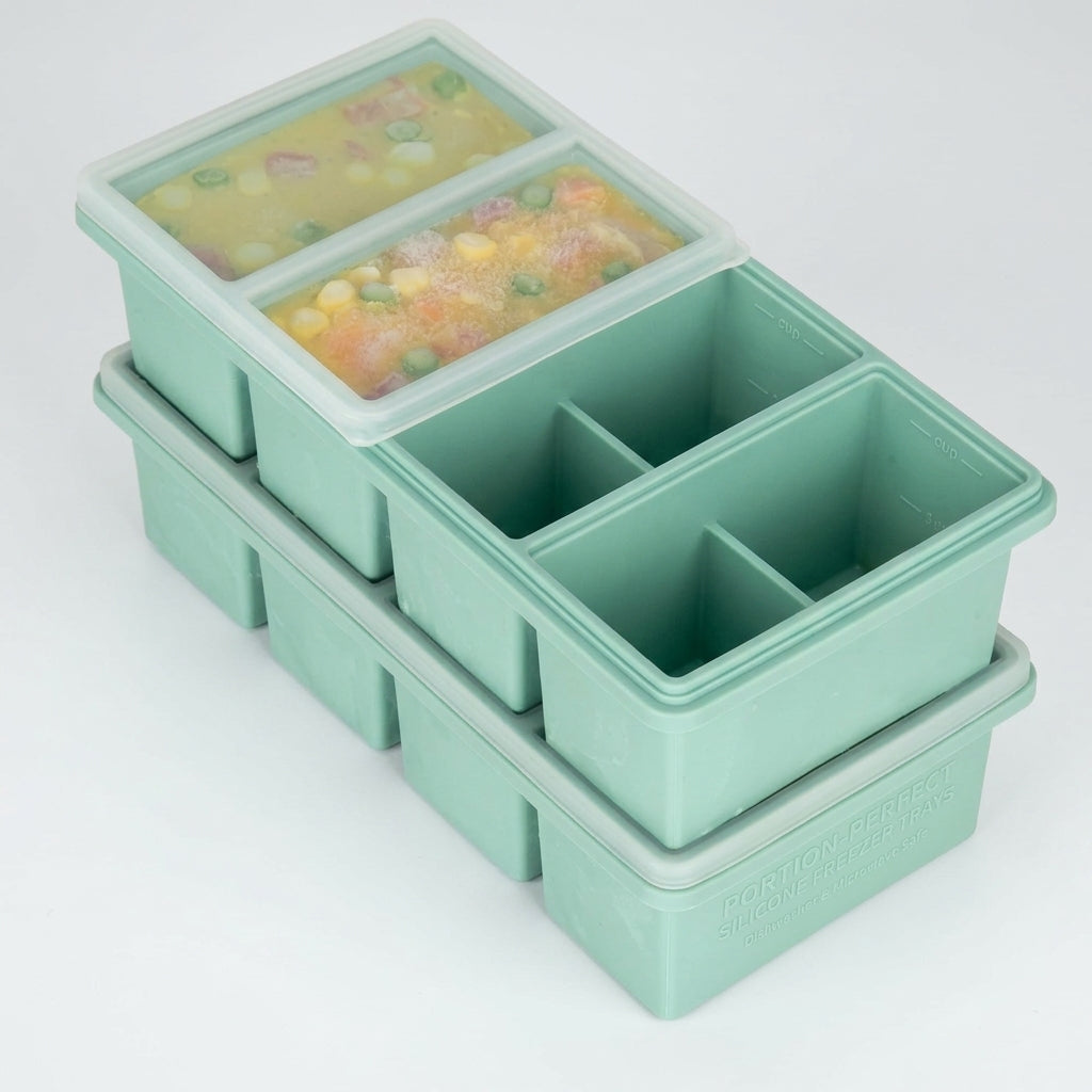 Portion-Perfect Silicone Freezer Trays with Lids