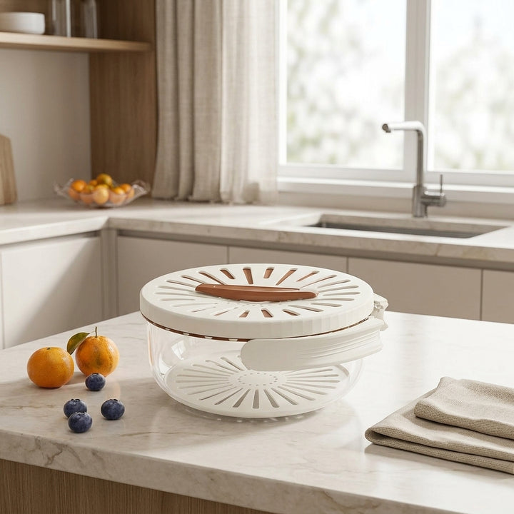 Modern foldable drain & storage basket with lid, sleek