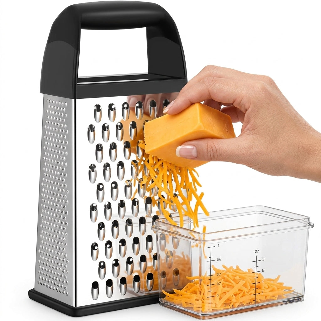 Effortless Stainless Steel Box Grater with