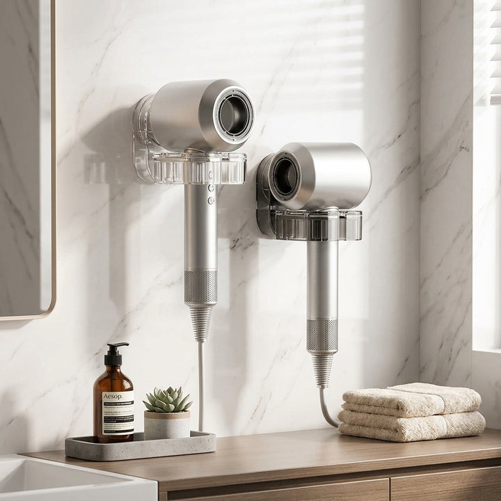 Drill-Free Hair Dryer Holder, sleek