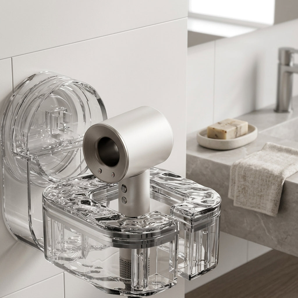 Drill-Free Hair Dryer Holder, sleek design