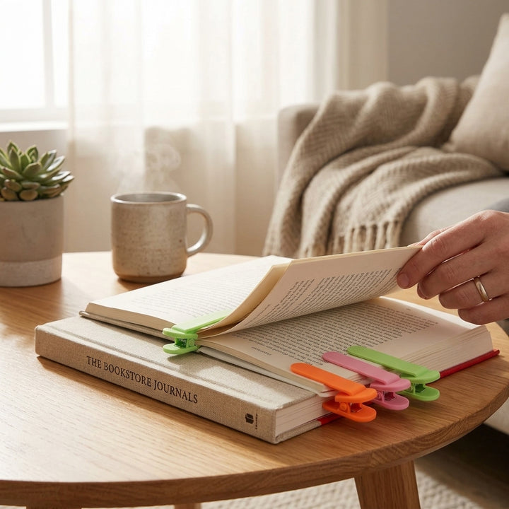 Auto-Hold Silicone Bookmarks in a
