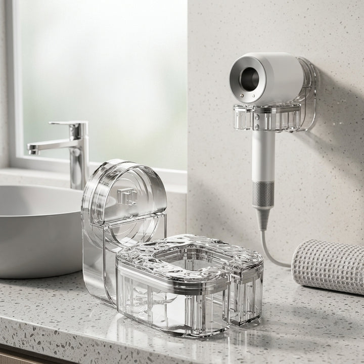 Drill-Free Hair Dryer Holder: Sleek,