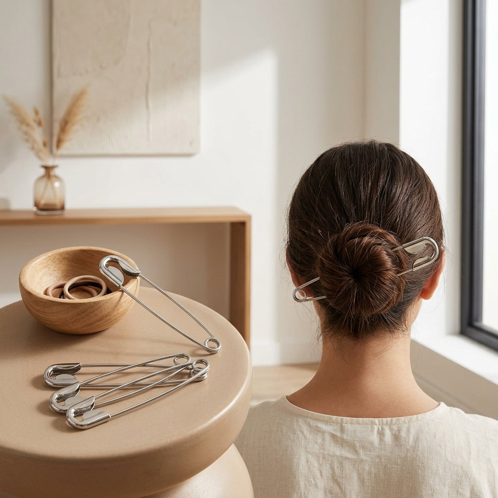 Safety Pin Hair Stick for secure, stylish updos,