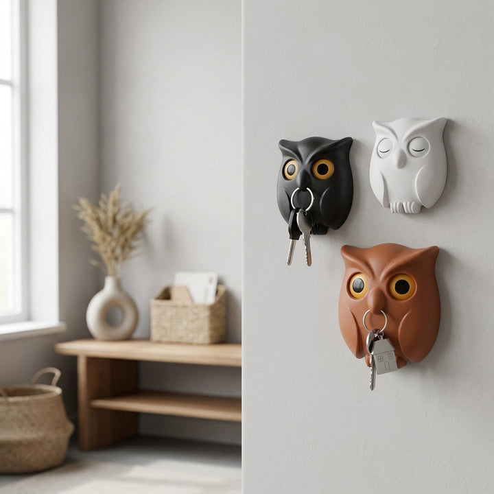 Magnetic Owl Key Hooks (3-Pack