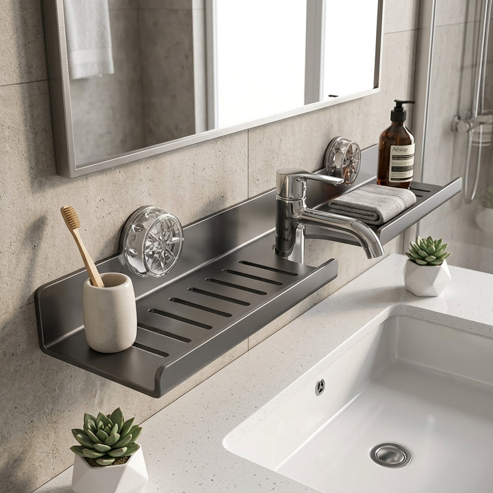Floating Sink Caddy: Rustproof matte black organizer