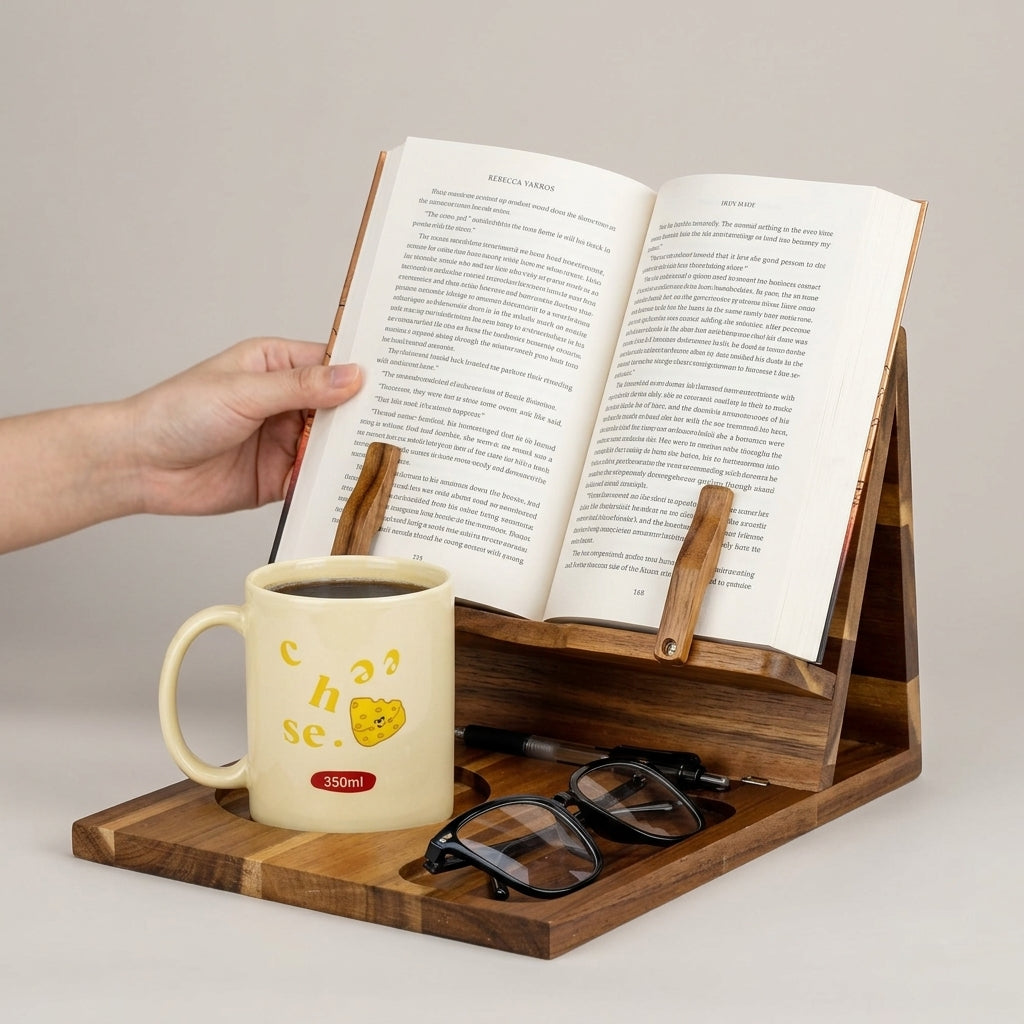 Acacia Wood Book Stand: modern hands-free
