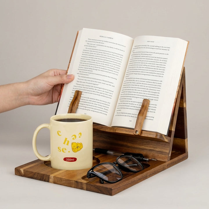 Acacia Wood Book Stand: modern hands-free