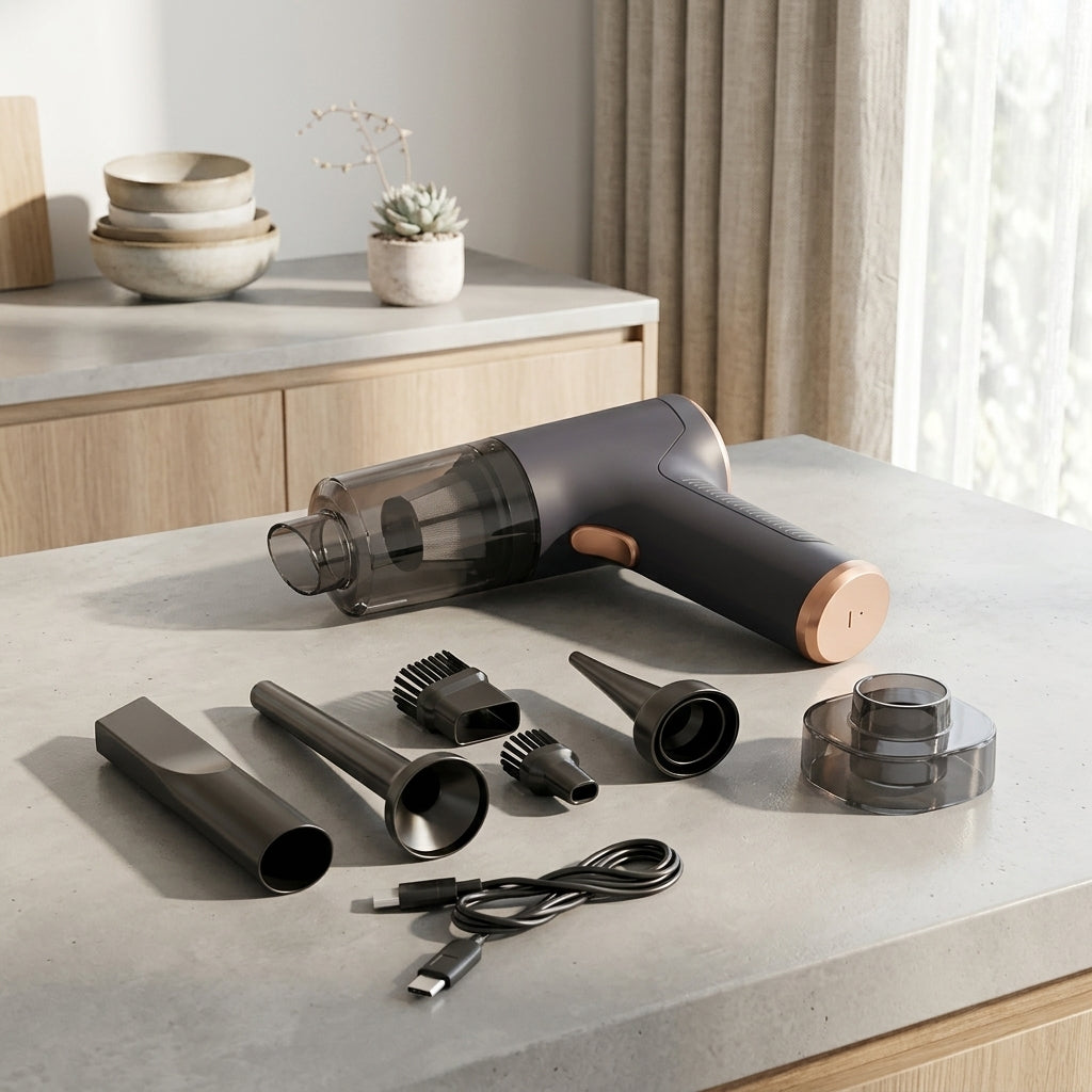 Cordless Car Vacuum: dark gray with rose