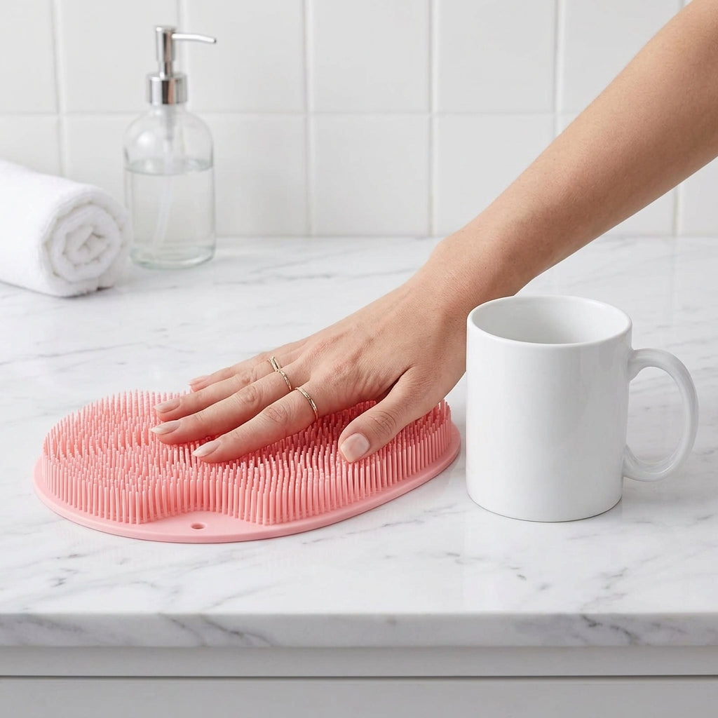 Modern Shower Foot Scrubber Mat with textured bristles for deep