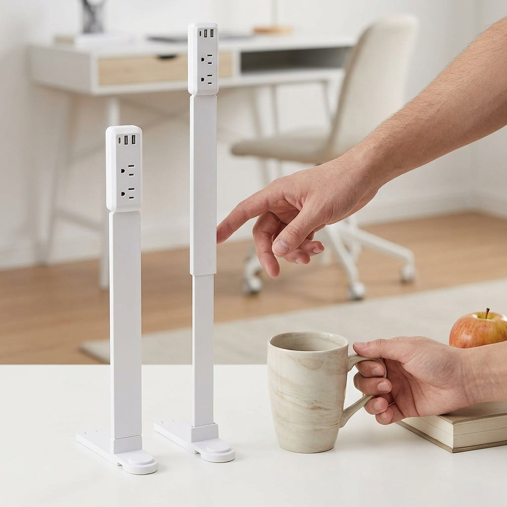 Extendable Outlet & USB Charger, sleek in modern