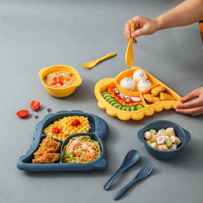 Dinosaur-Shaped Kids Dinnerware Set