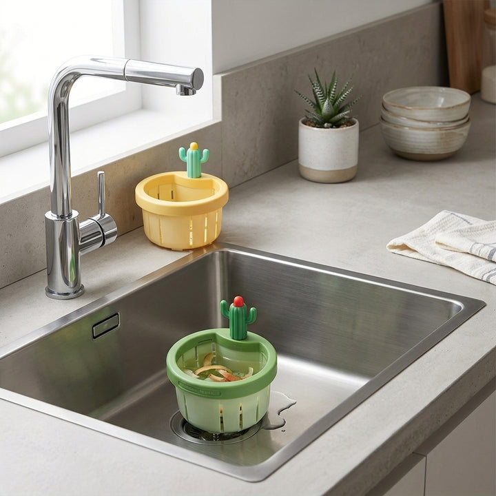 Modern kitchen interior featuring 2-pack cactus sink drain