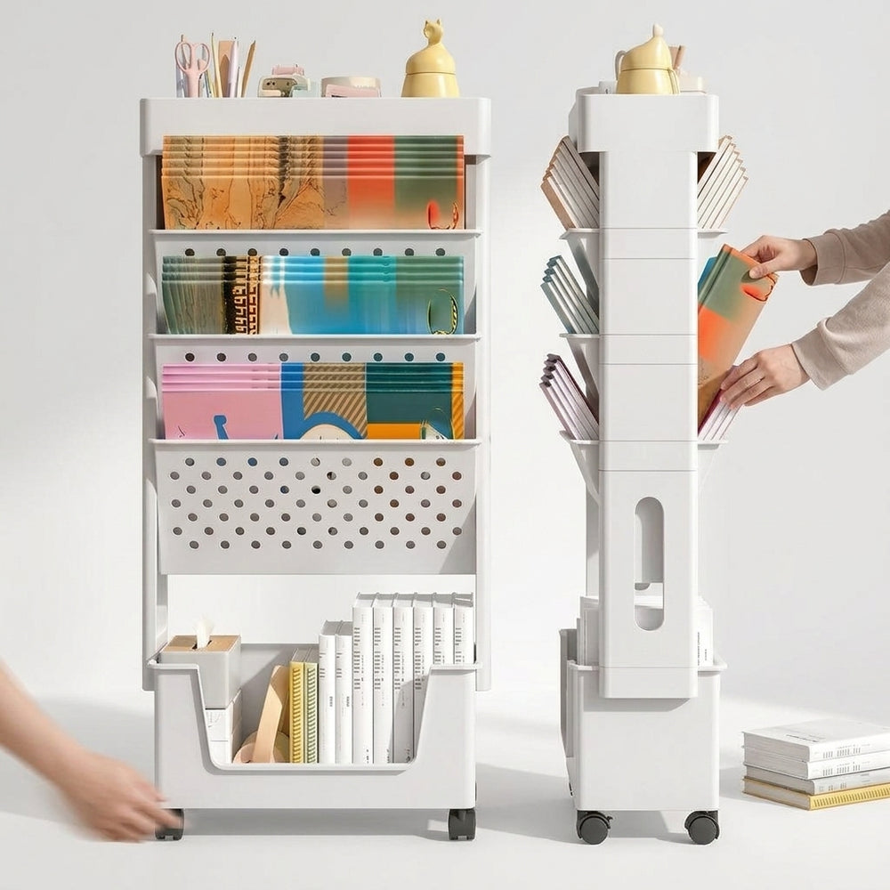 5-Tier Mobile Rack: sleek, rolling