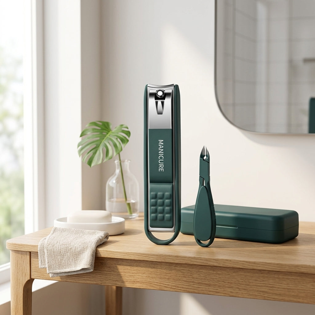 Anti-splash nail clipper set displayed in a modern home