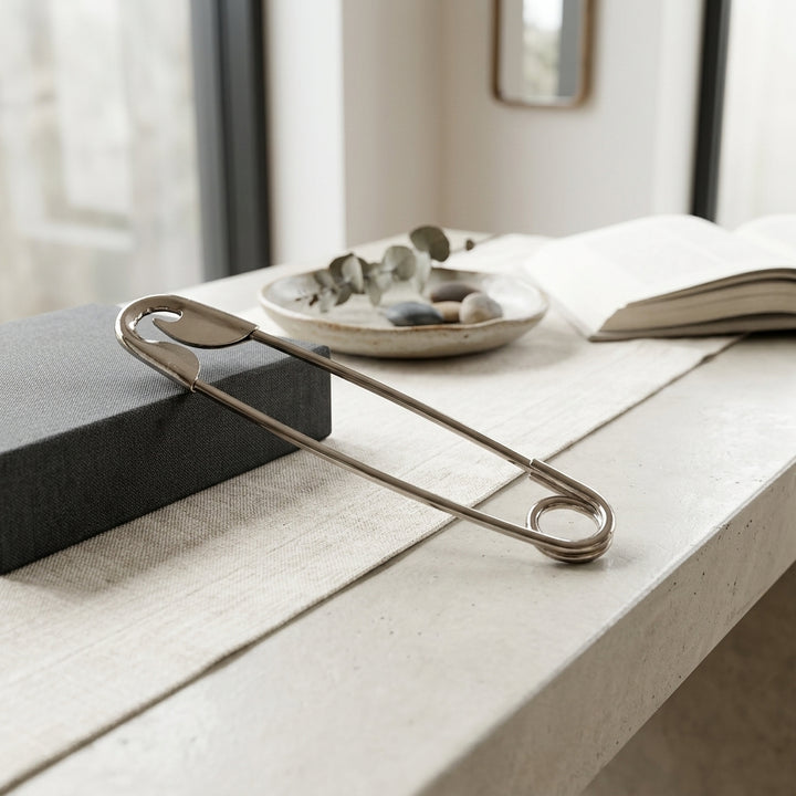 Safety Pin Hair Stick: sleek, metallic design for