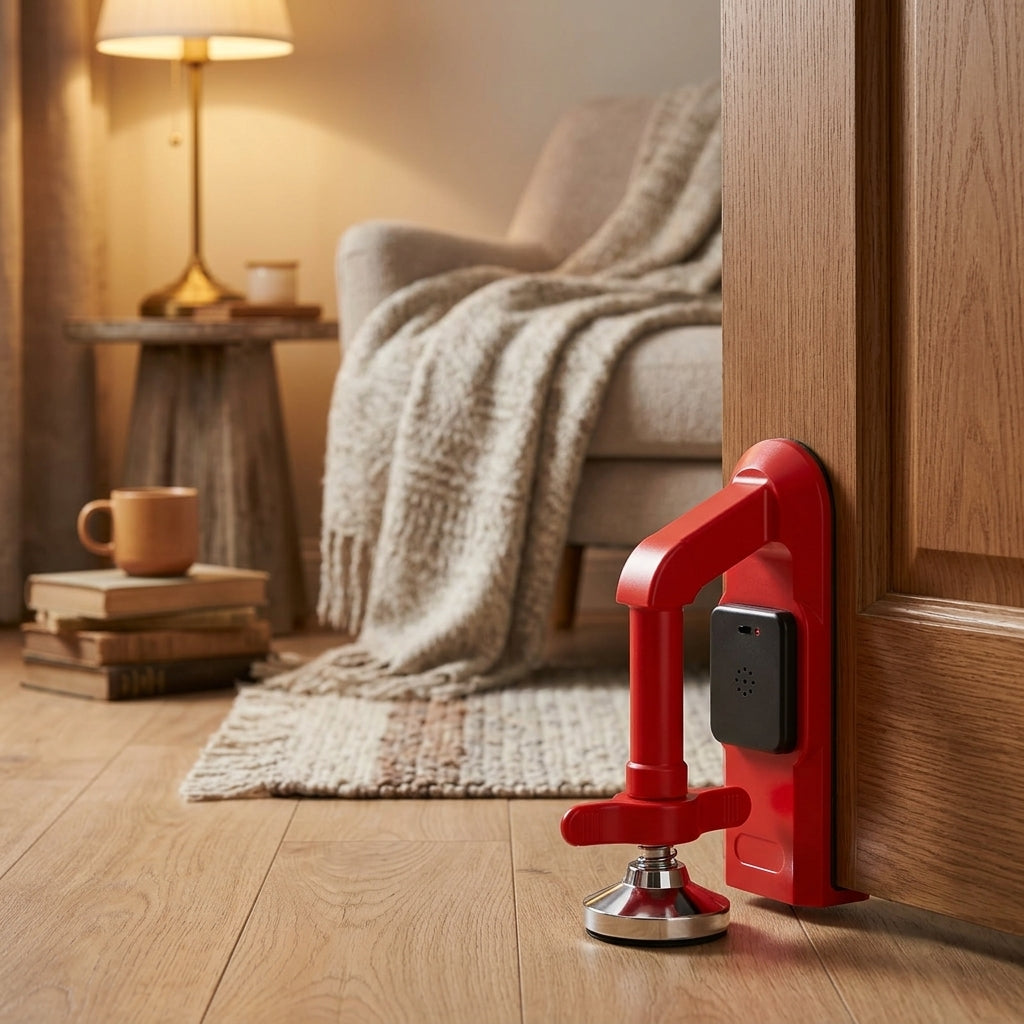 Portable Door Stopper Alarm in a modern