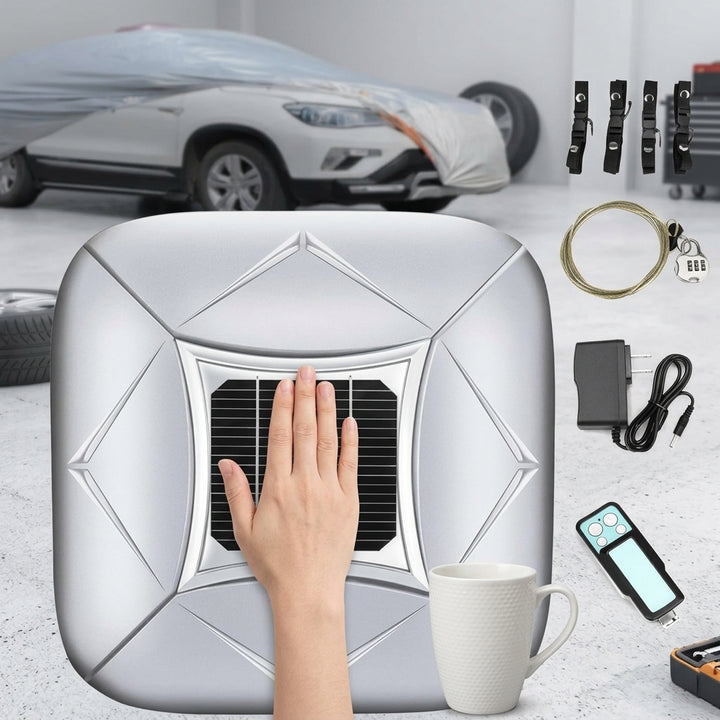 Smart Automatic Car Cover with solar power, shown in a