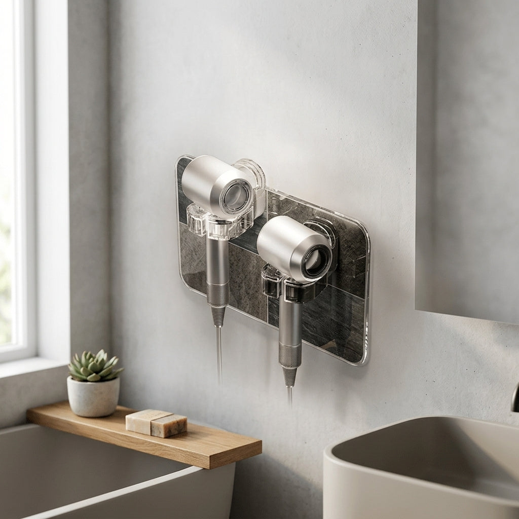 Drill-Free Hair Dryer Holder, modern sleek