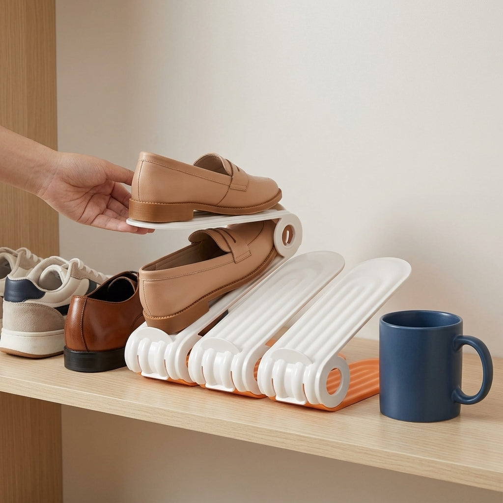 Shoe Slot Organizer 4-Pack neatly