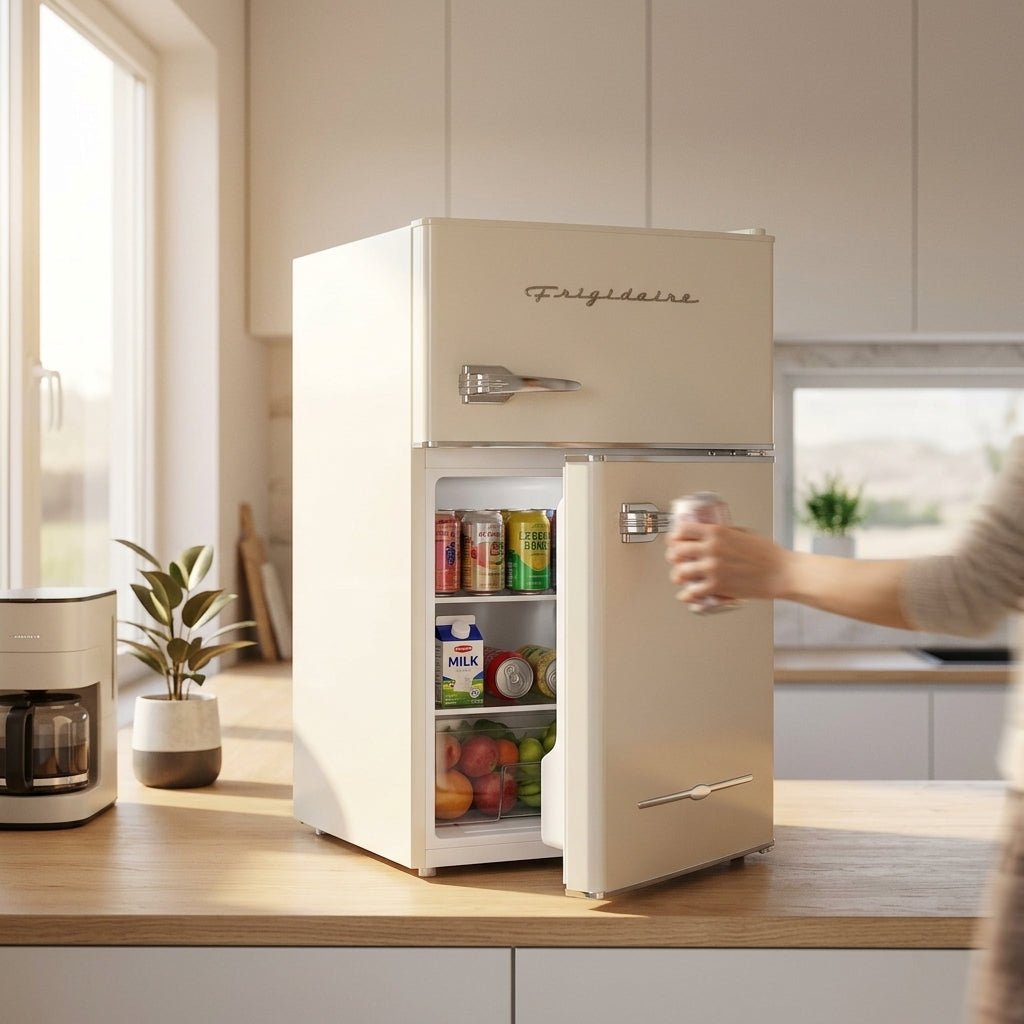 Frigidaire Retro Mini Fridge, compact and stylish,