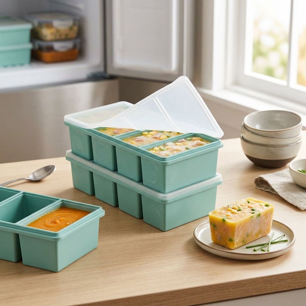Portion-Perfect Silicone Freezer Trays with Lids
