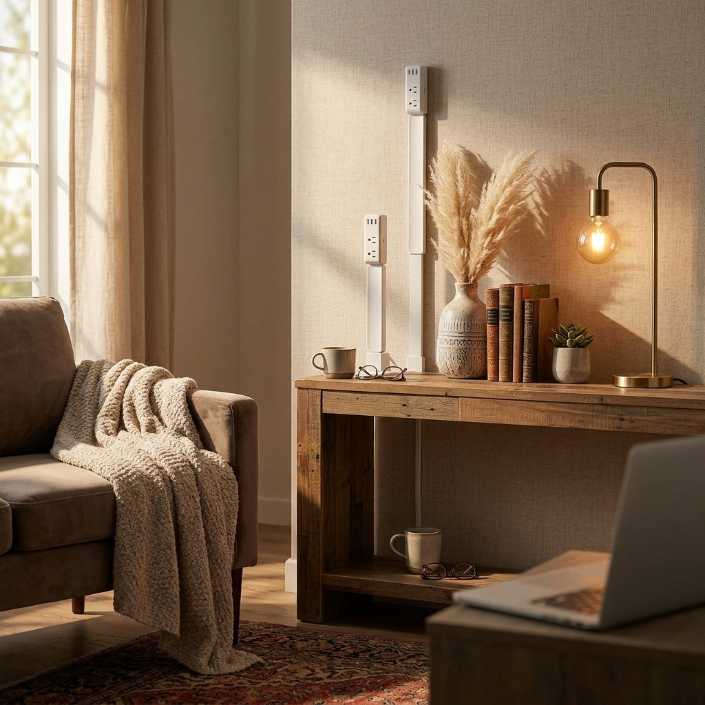 Extendable Outlet & USB Charger in a modern home setting