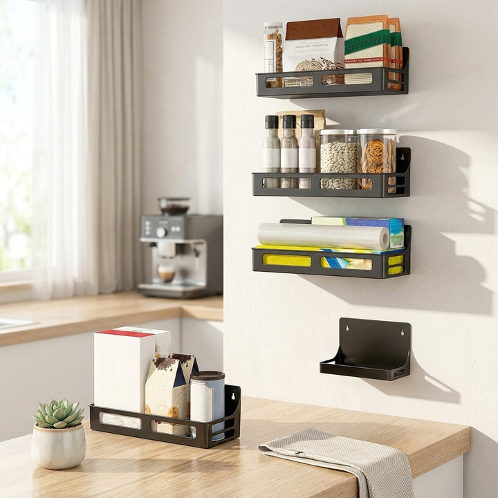 Sleek Magnetic Spice Rack on a modern kitchen wall