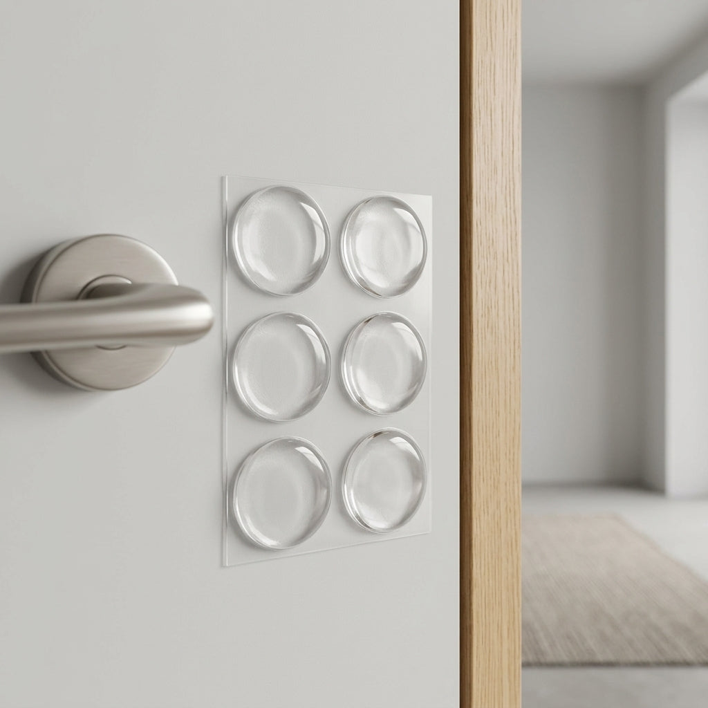 Clear, round self-adhesive "Protect Walls from