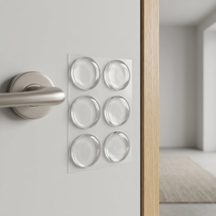 Clear, round self-adhesive "Protect Walls from