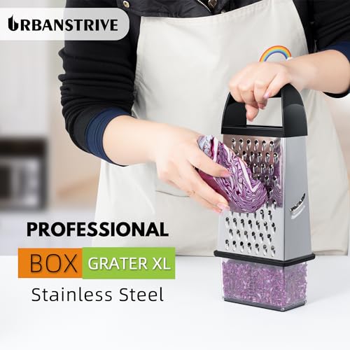 Effortless Stainless Steel Box Grater with Catch Container
