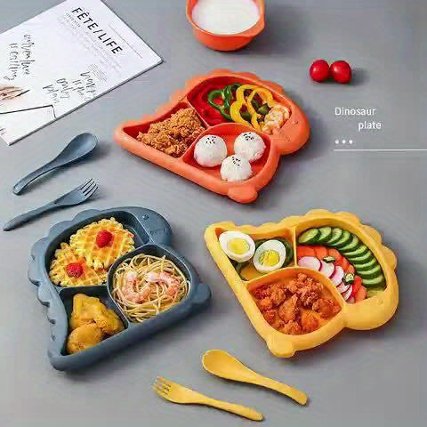 Dinosaur-Shaped Kids Dinnerware Set