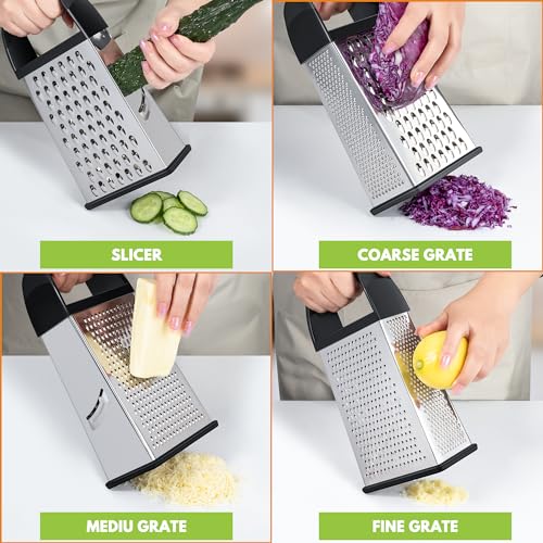 Effortless Stainless Steel Box Grater with Catch Container